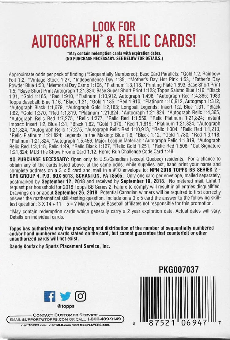 Baseball Trading Card Hanger Box 72 Cards W5361