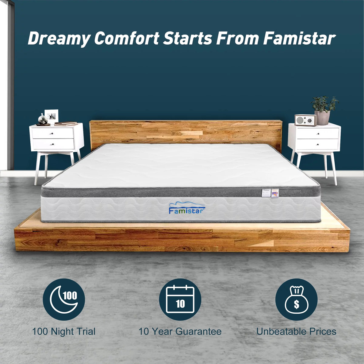 Queen Size 13 Inch Memory Foam Innerspring Hybrid Mattress F588