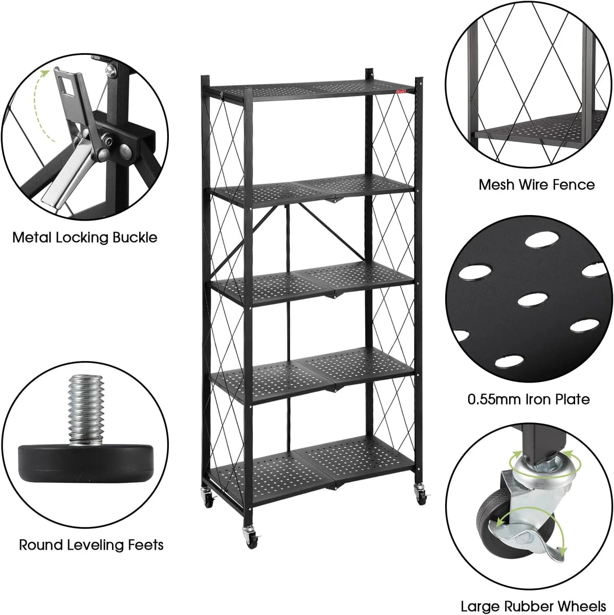 5 Tier Storage Shelves with Wheels B2693