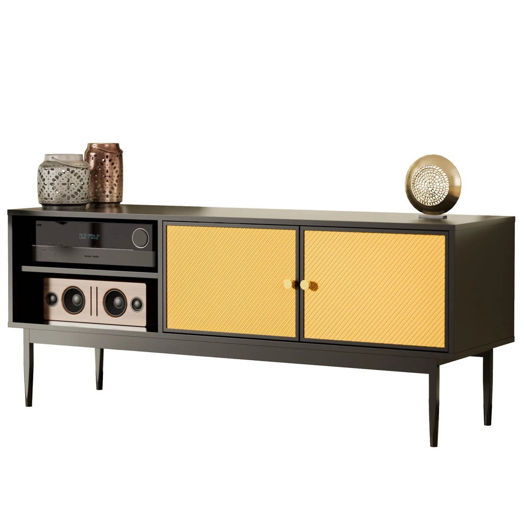 Brown TV Stand up to 65 Inch with Faux Leather Door E422953