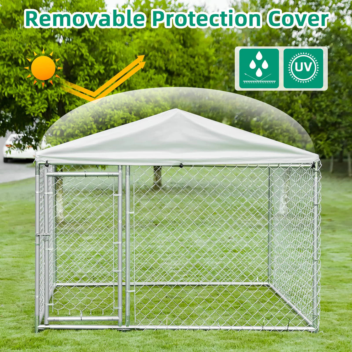 Large Outdoor Dog Kennel with Galvanized Chain Link T400