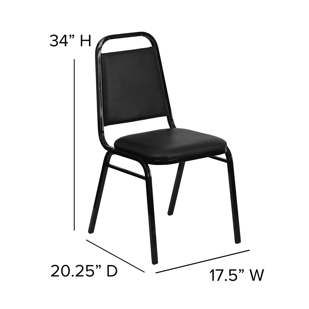 4 Pack Black Vinyl Stacking Banquet Chair T6729