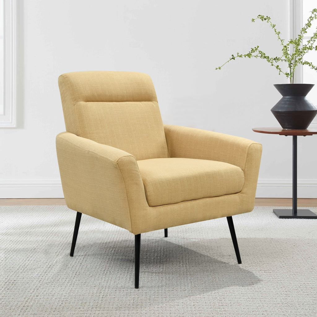 Yellow Upholstered Accent Chair with Metal Legs B614236