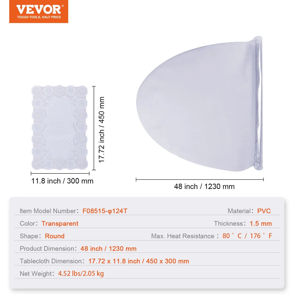 48 Inch Round Clear PVC Table Protector P8578