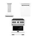 30 In. Gas Range, Range Hood, Dishwasher in White O454