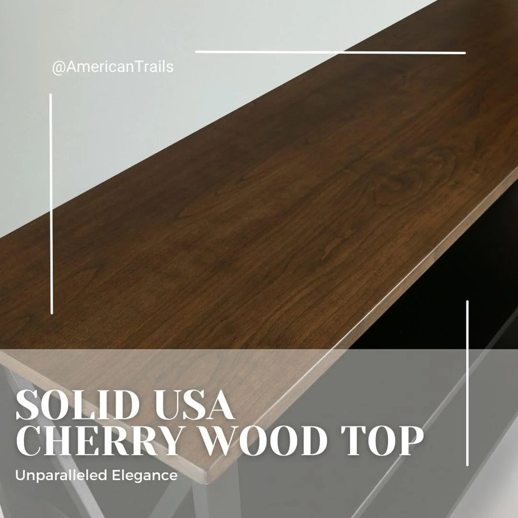 Solid Wood Console Table with Shelves, Black and Antique Cherry N290