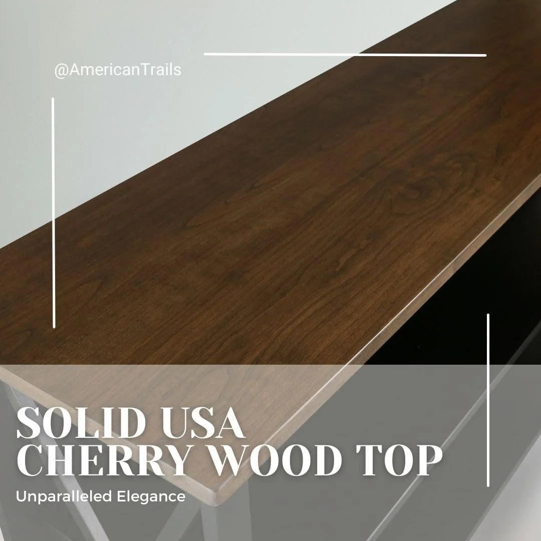Solid Wood Console Table with Shelves, Black and Antique Cherry N290