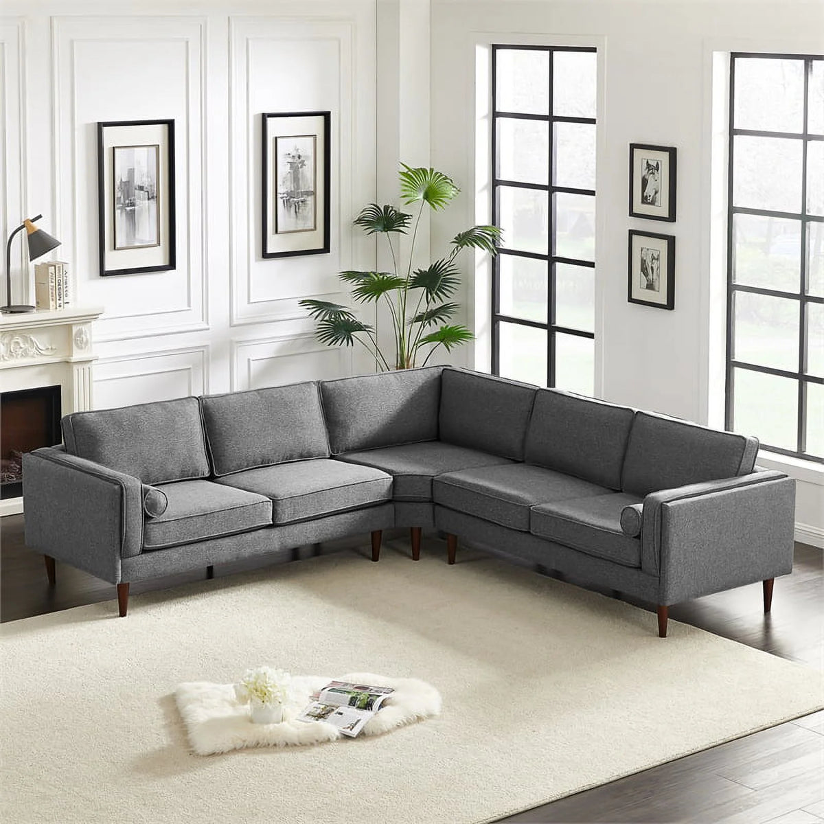 Dark Gray Fabric Corner Sofa J1771