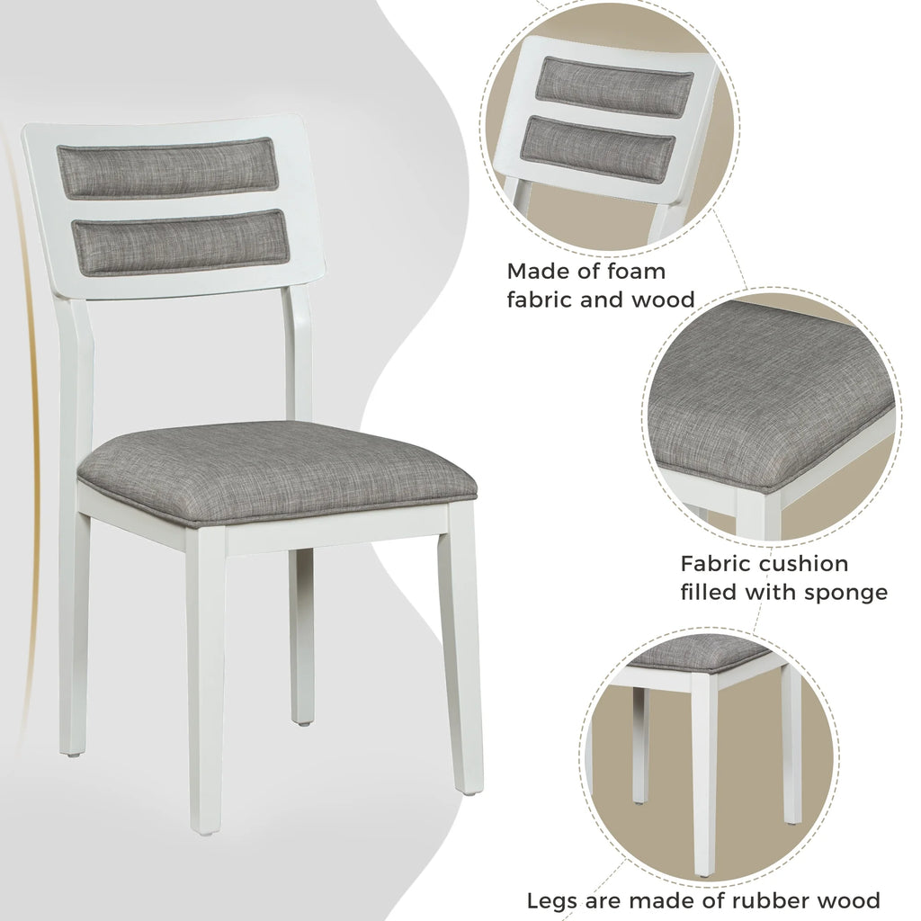 6 Piece Dining Table and Chair Set with 4 Upholstered Chairs and Bench F38561