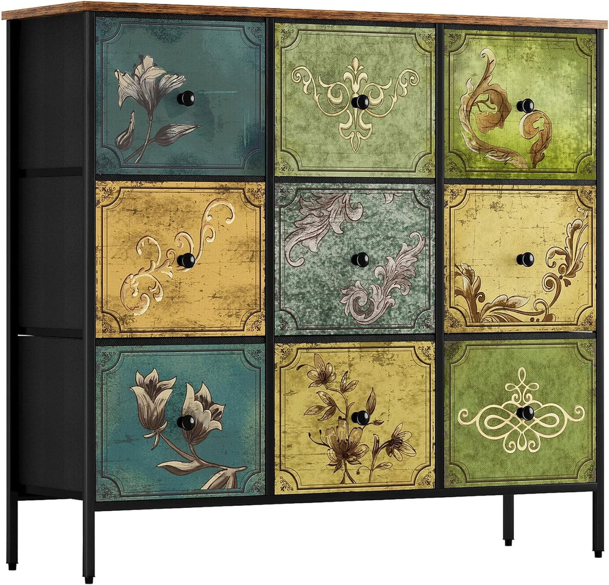 9 Fabric Drawer Storage Dresser with Wooden Top L94804
