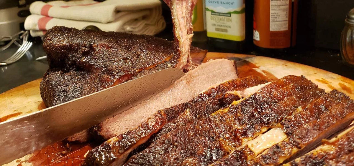 6 Inch Curved Beef Brisket Trimming and Boning Knife and 11" Meat Slicing Knife Bundle Stainless Steel M6478