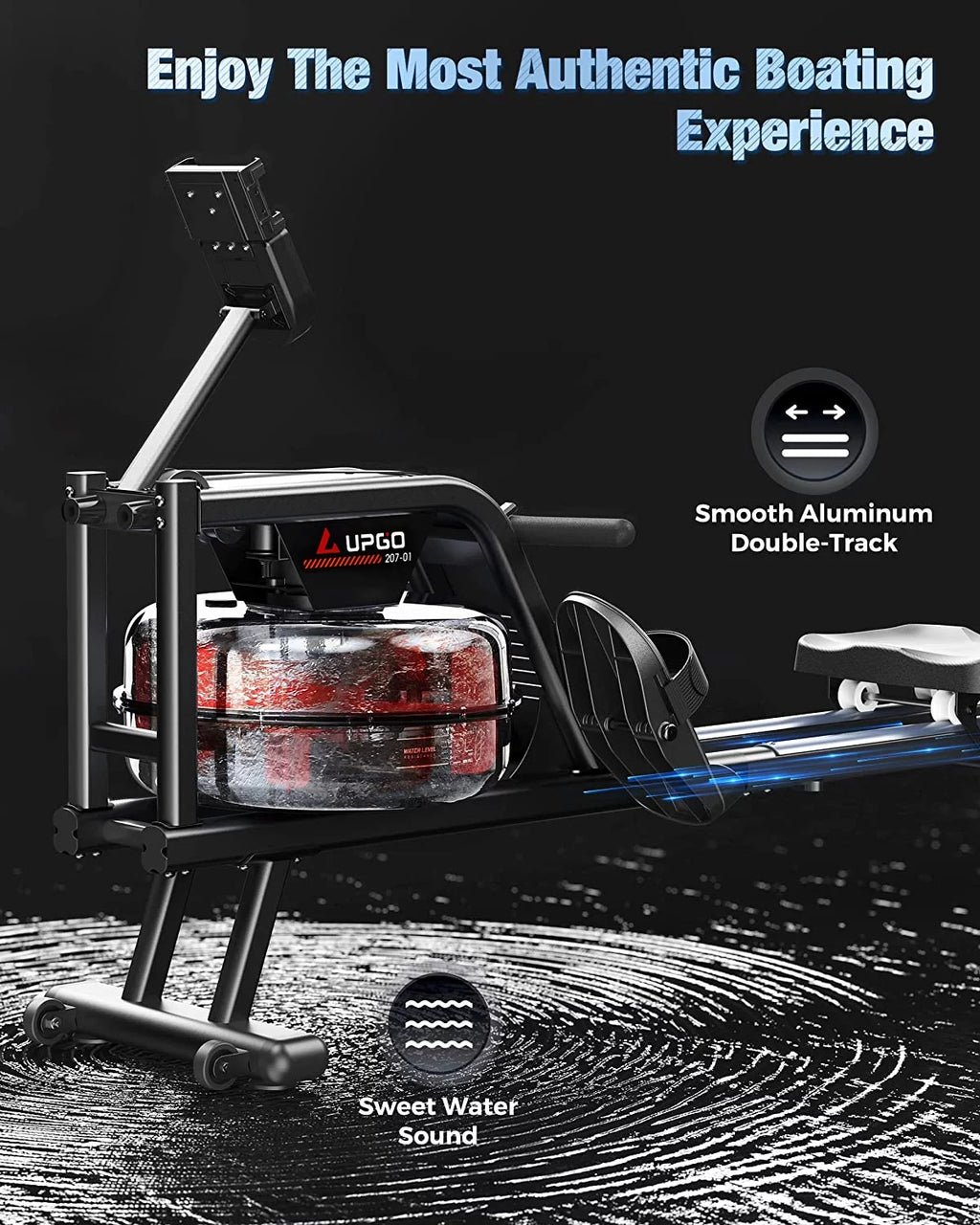 Water Rowing Machine 350 LB Weight Capacity Foldable with LCD Monitor S7234
