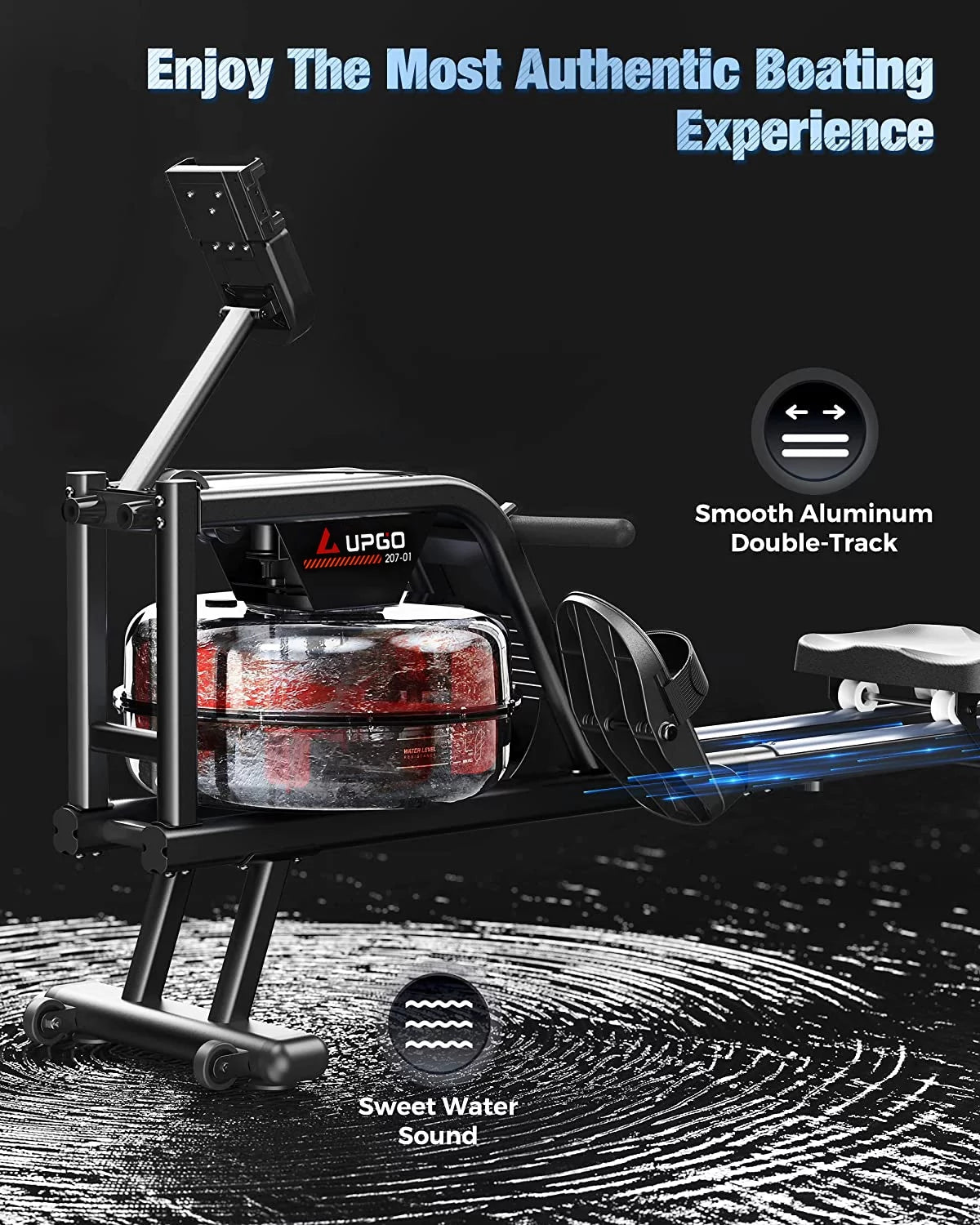 Water Rowing Machine 350 LB Weight Capacity Foldable with LCD Monitor S7234