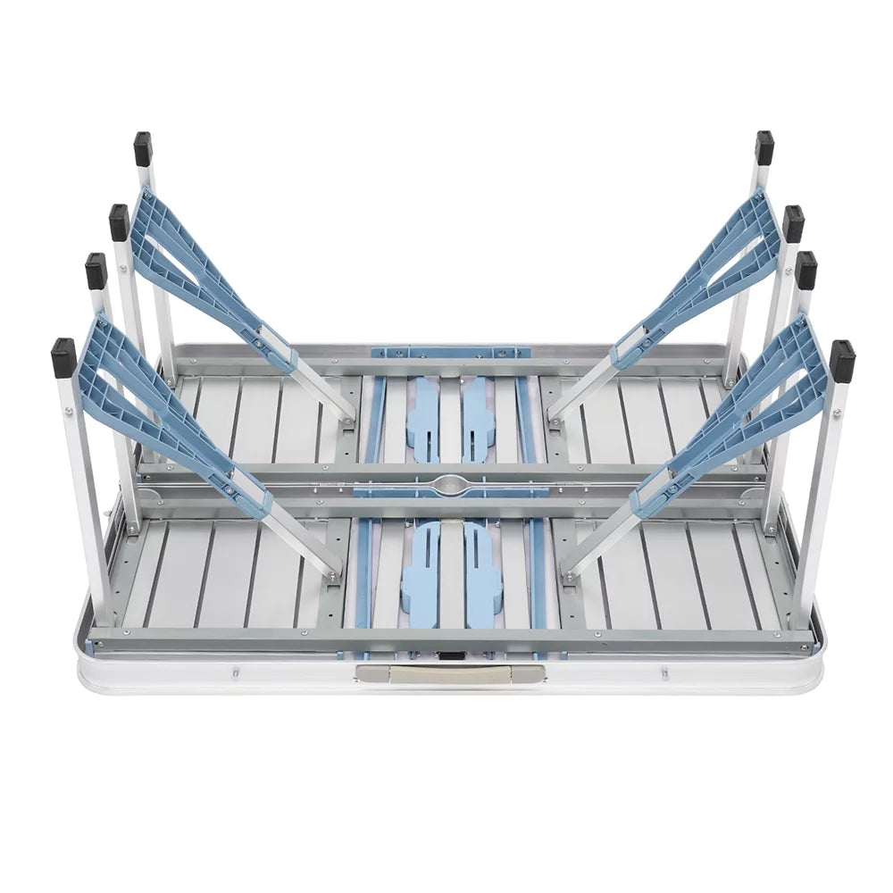Folding Aluminum Camping Table and Benches Set V477438