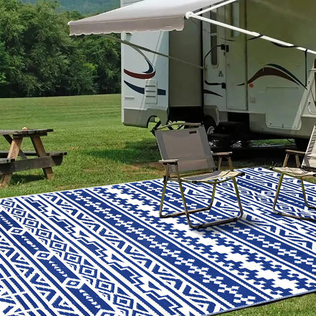 5'x8' Waterproof Outdoor Rugs Black & White E369