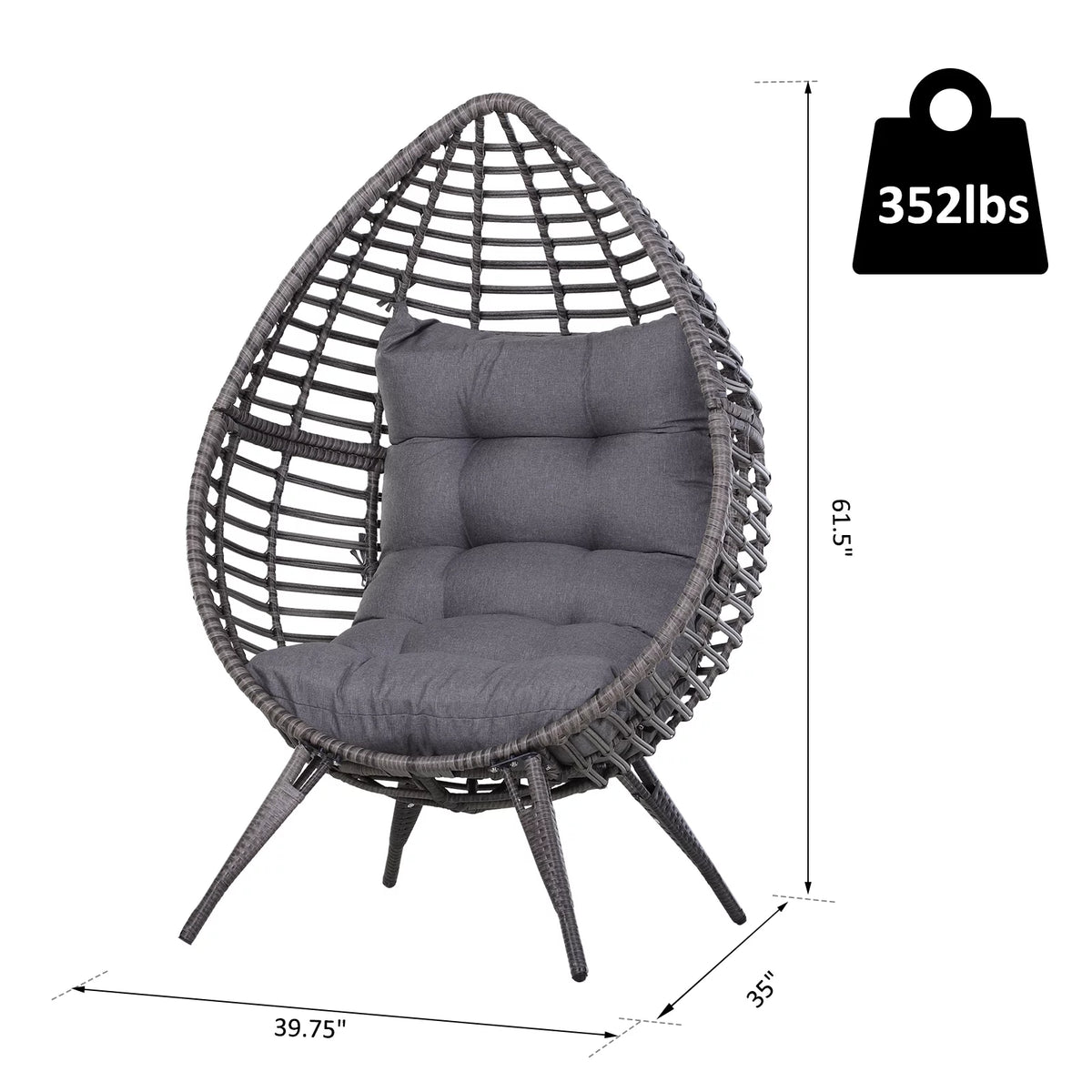 Indoor Outdoor Wicker Egg Chair with Cushion Y421617