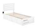 White Twin Extra Long Bed with Footboard and 2 Drawers G55044