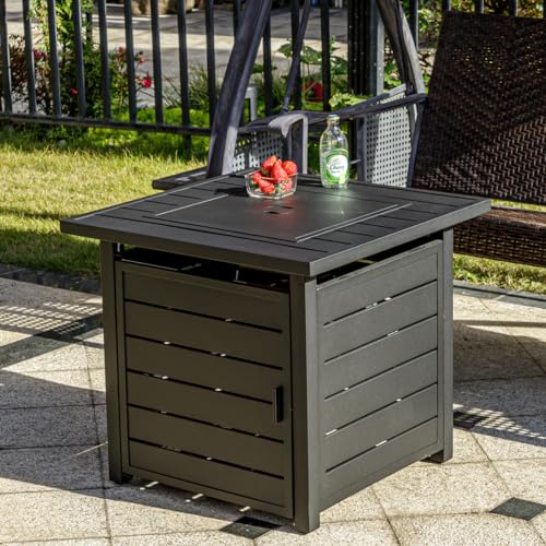 28 Inch Propane Fire Pit Table with Lid & Lava Rock, 50000 BTU Z51378
