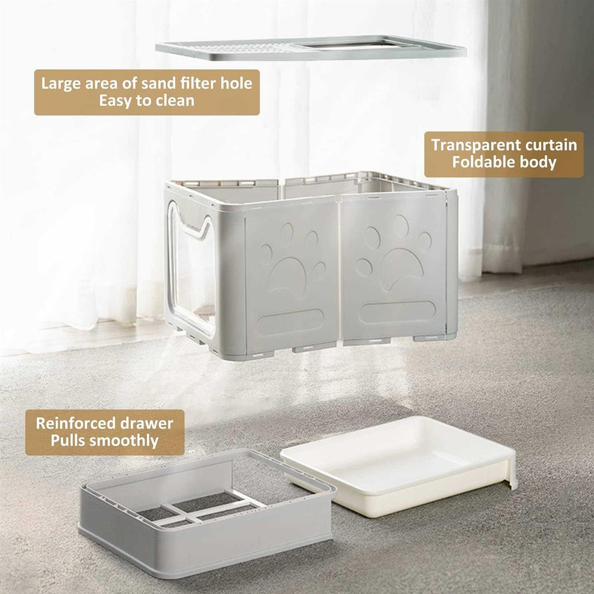 Foldable Cat Litter Box with Lid H243279