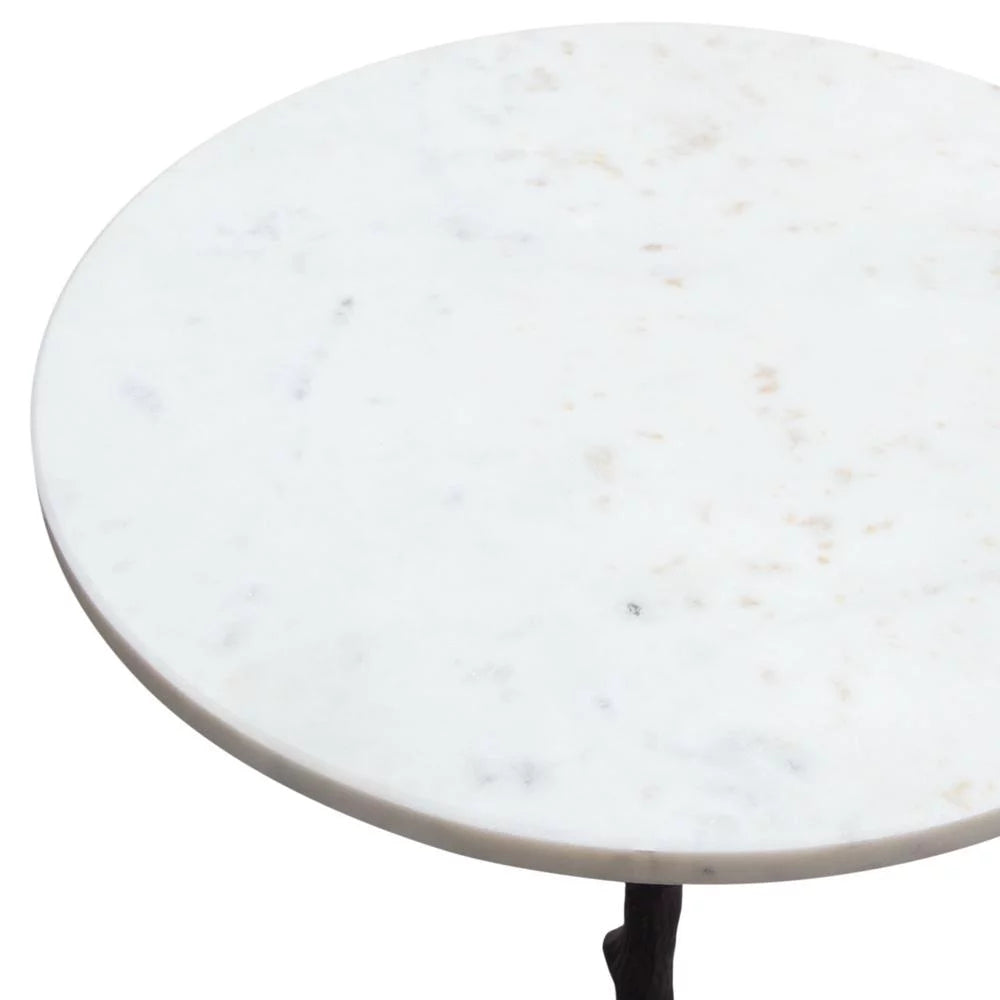 Birch Round Accent Table with Marble Top C1716