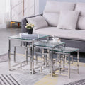 Set of 3 Metal Nesting Tables Glass End Tables R767