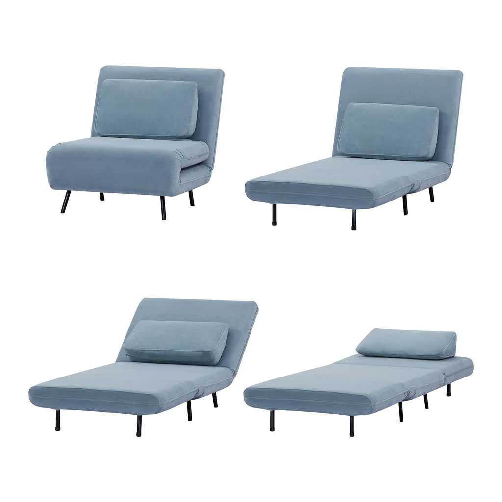 Velvet Blue Convertible Futon Chair Q98795