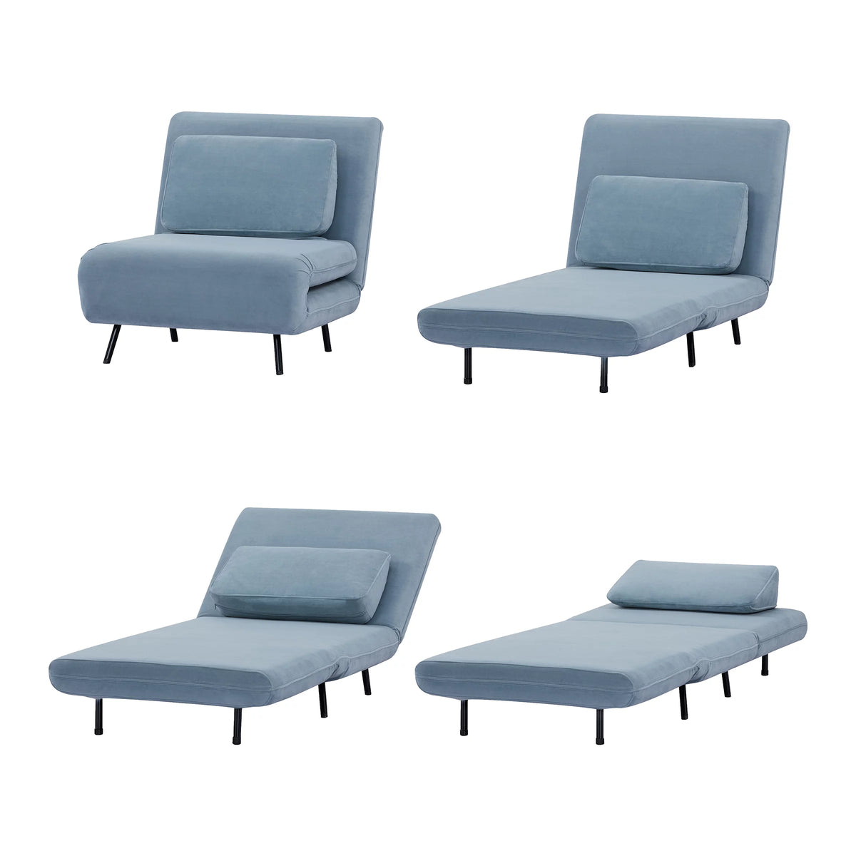 Velvet Blue Convertible Futon Chair Q98795