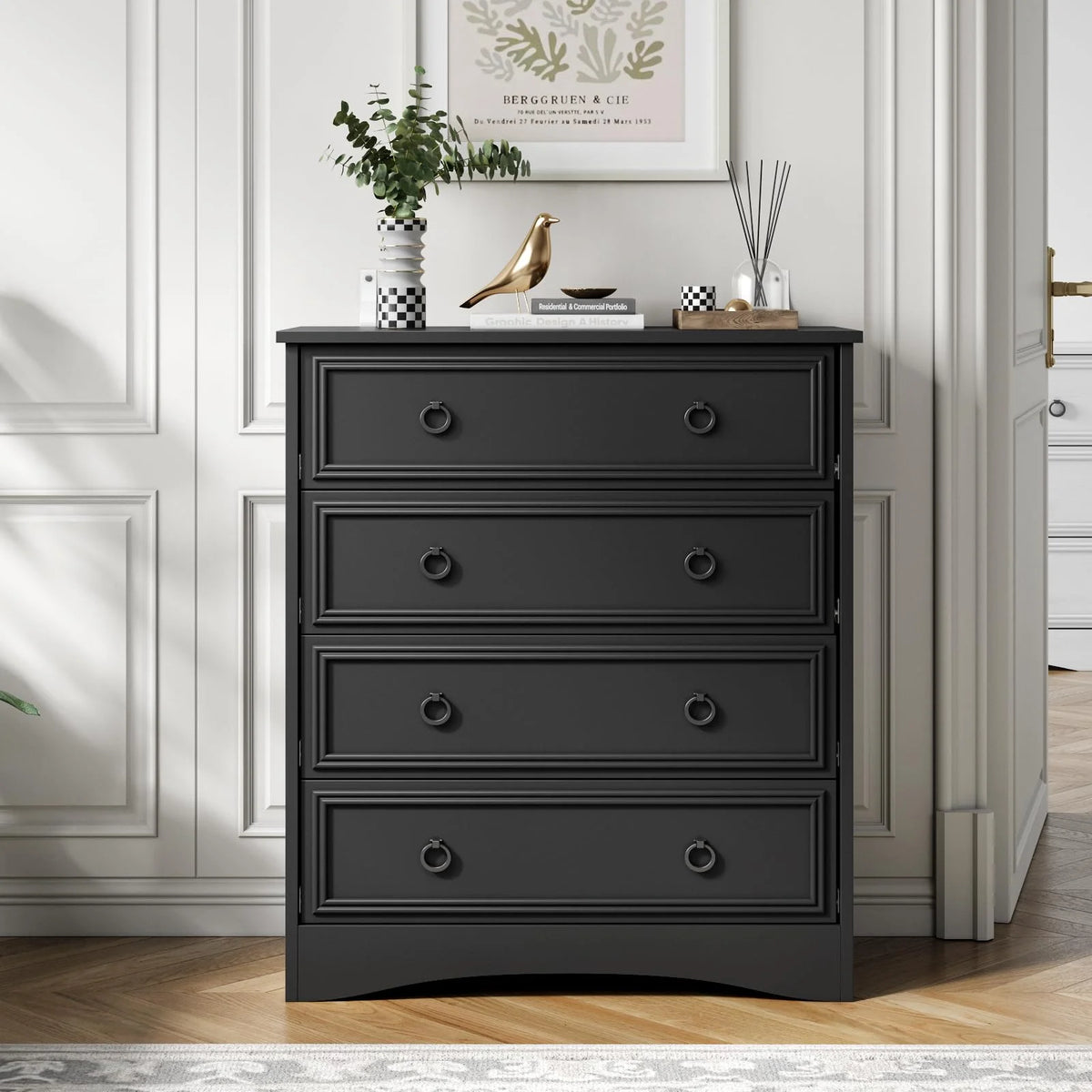 4 Drawer Gray Wood Dresser K5500