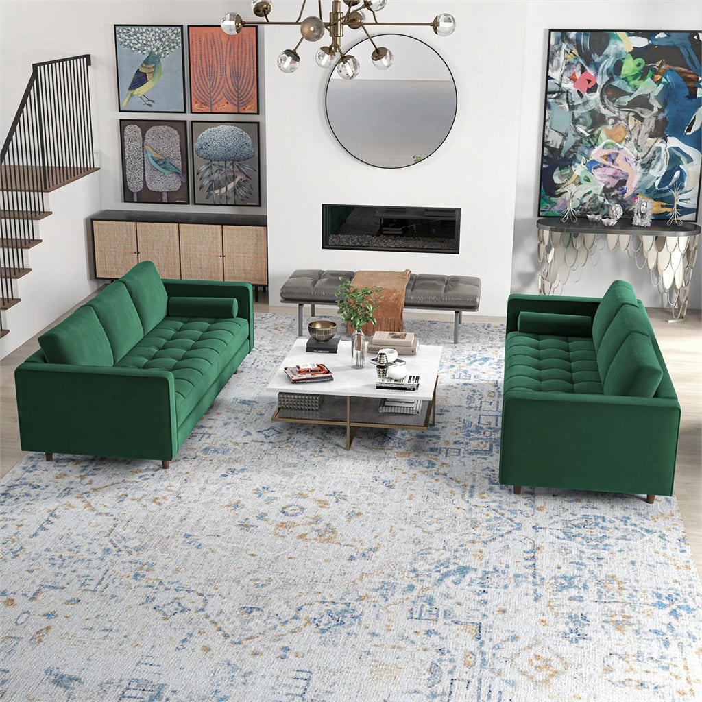 Green Velvet Sofa Set Q934