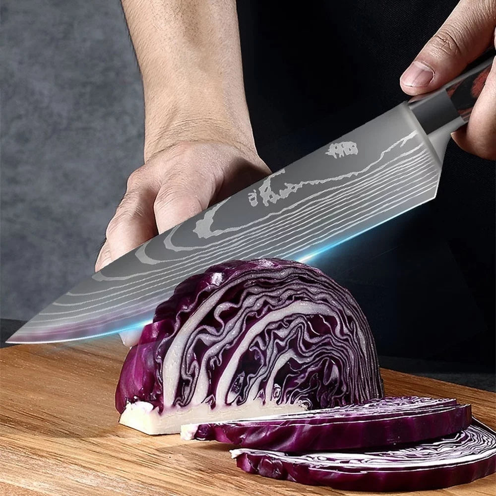 3 Piece Stainless Steel Kitchen Knife Block Set with Sheaths J629322