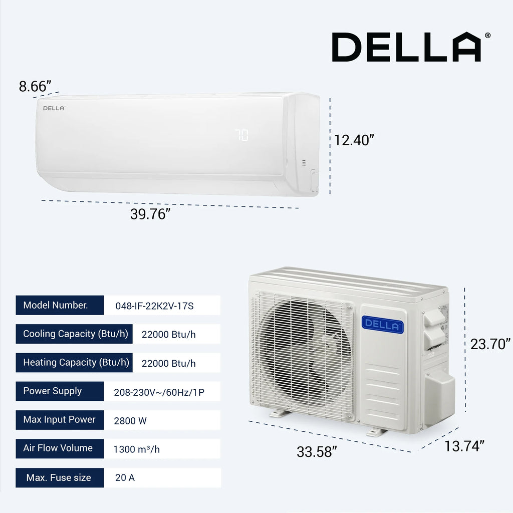 22000 BTU Mini Split Air Conditioner and Heater with Heat Pump W6762