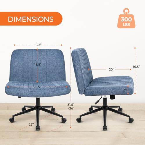 Beige Armless Adjustable Swivel Cross Legged Chair E981