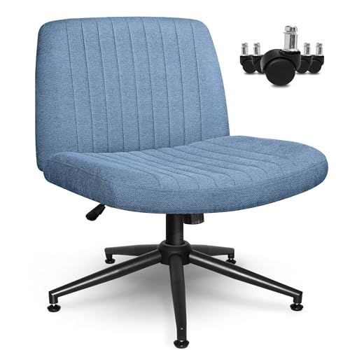 Beige Armless Adjustable Swivel Cross Legged Chair E981