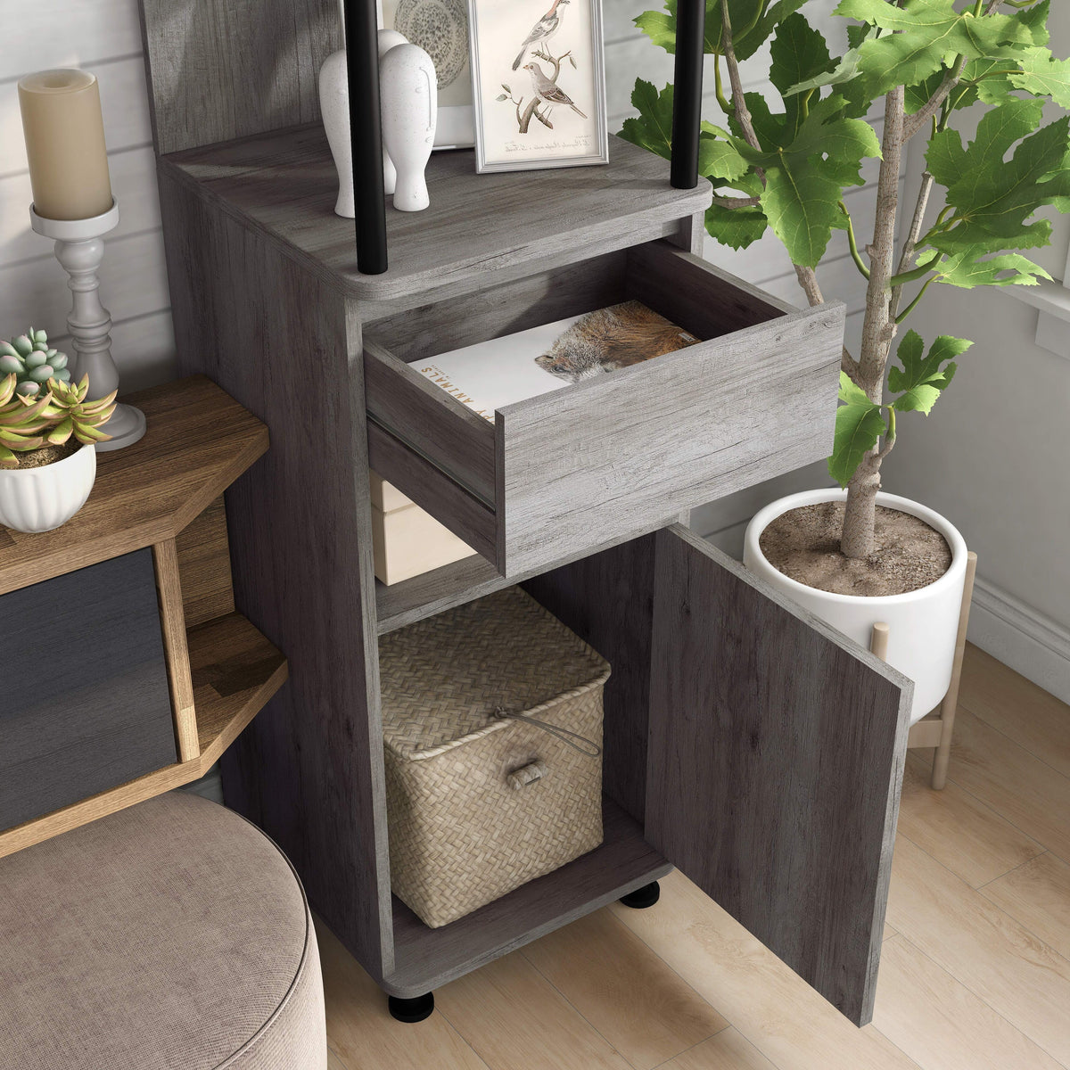 4-Shelf Accent Bookcase with Drawer W6931
