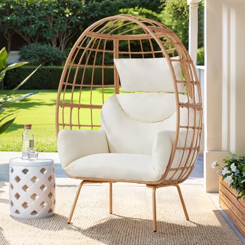 Oversized Dark Grey PE Rattan Egg Chair with Cushions S148012