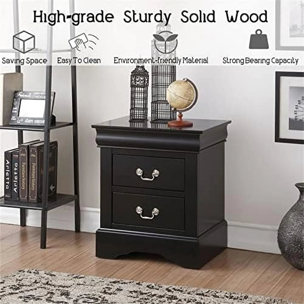 Small Wooden Nightstand with 2 Drawers P108000
