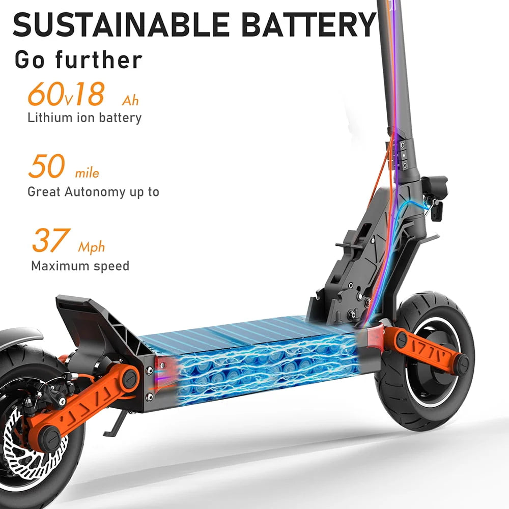Dual Motor Electric Scooter, 2000W Up to 37 MPH & 50 Miles Ranges, 10 Off-Road Tires G750287