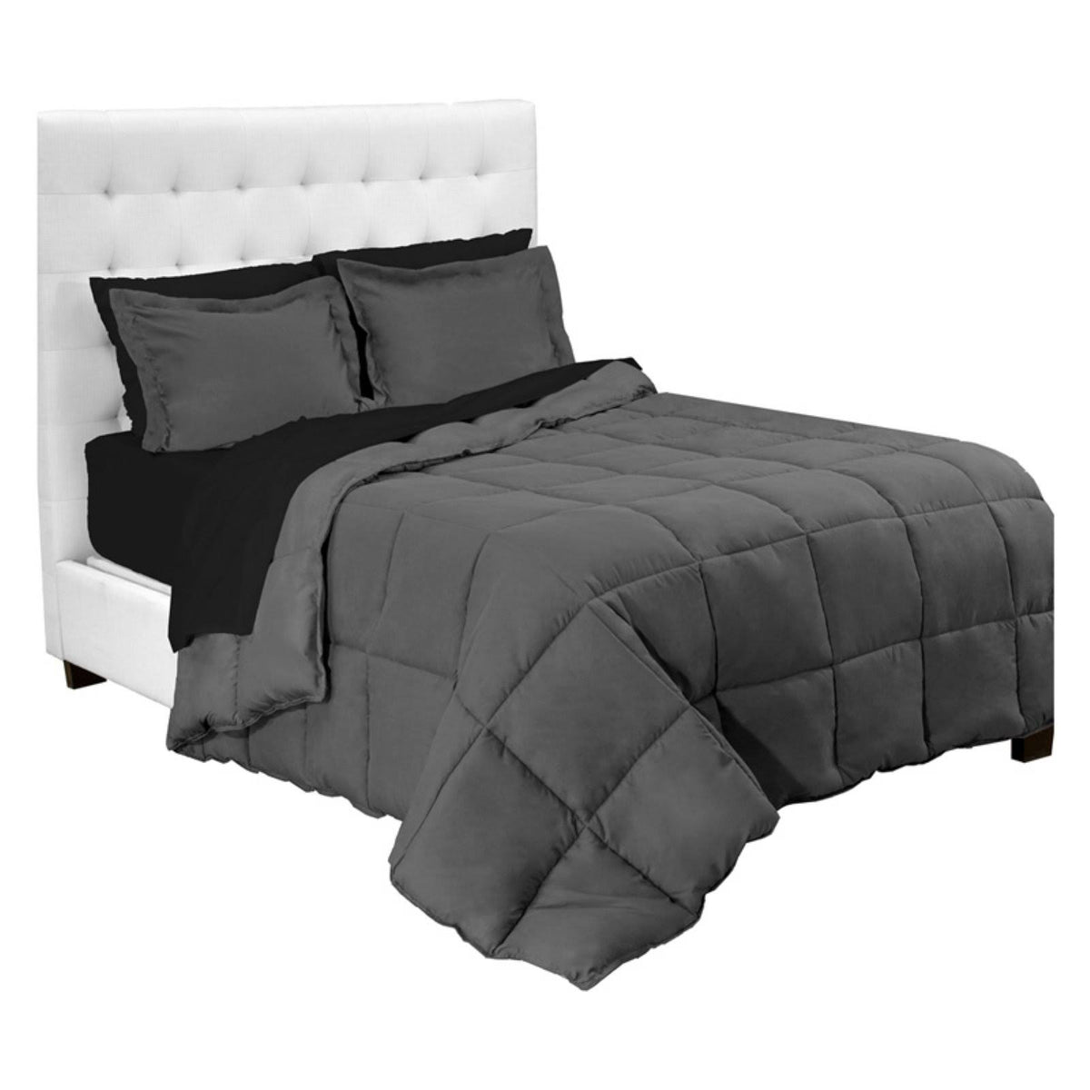 King Black Microfiber Bed in A Bag L467
