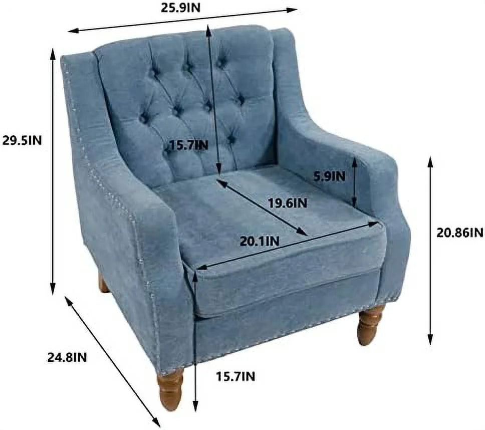 Linen Upholstered Button Tufted Accent Chair D945