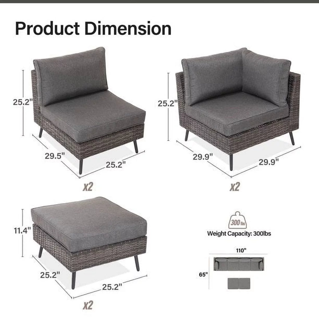 7 Pieces Patio Conversation Set with 6 Chairs and 1 Coffee Table N407961