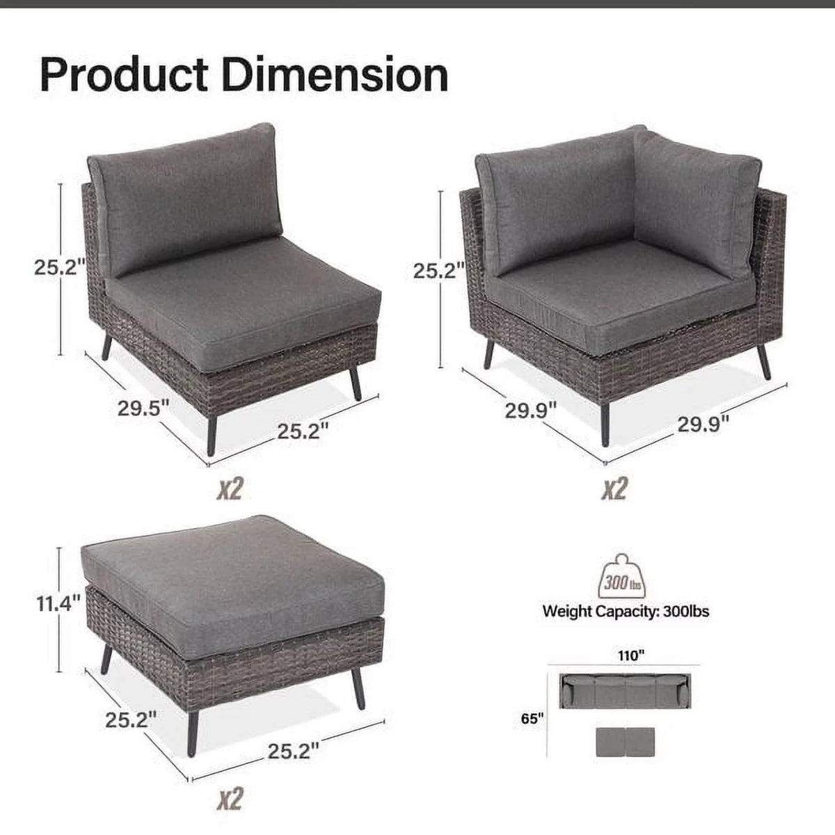 7 Pieces Patio Conversation Set with 6 Chairs and 1 Coffee Table N407961