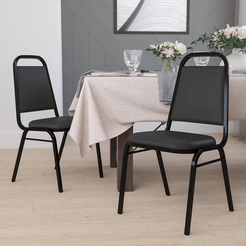 4 Pack Black Vinyl Stacking Banquet Chair T6729