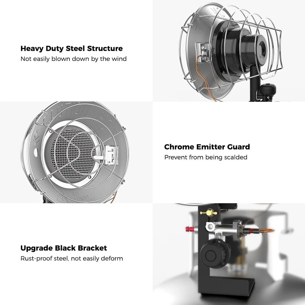 Outdoor Propane Tanktop Heater Single Burner Steel 15,000 BTU H86436
