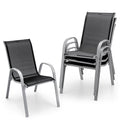 Set of 4 Black Stackable Patio Dining Chairs I692016