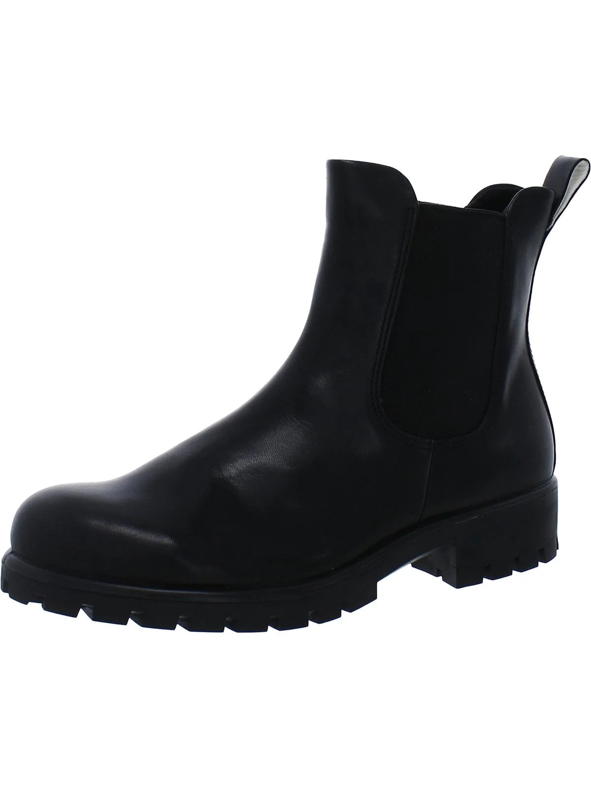 Black Leather Round Toe Chelsea A465556
