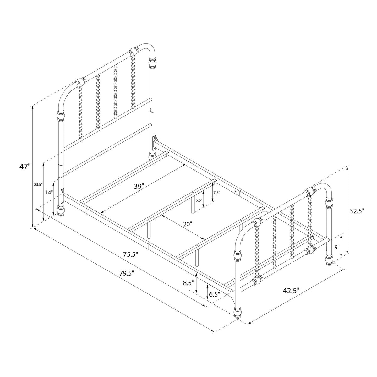 White Twin Metal Bed Frame with Headboard L85878
