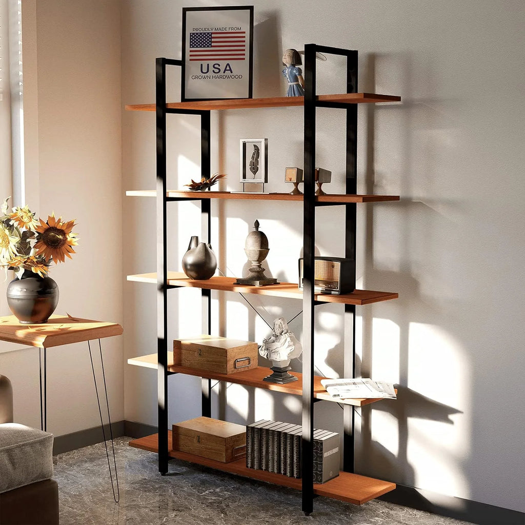 5 Tier Solid Wood Bookshelf O6882
