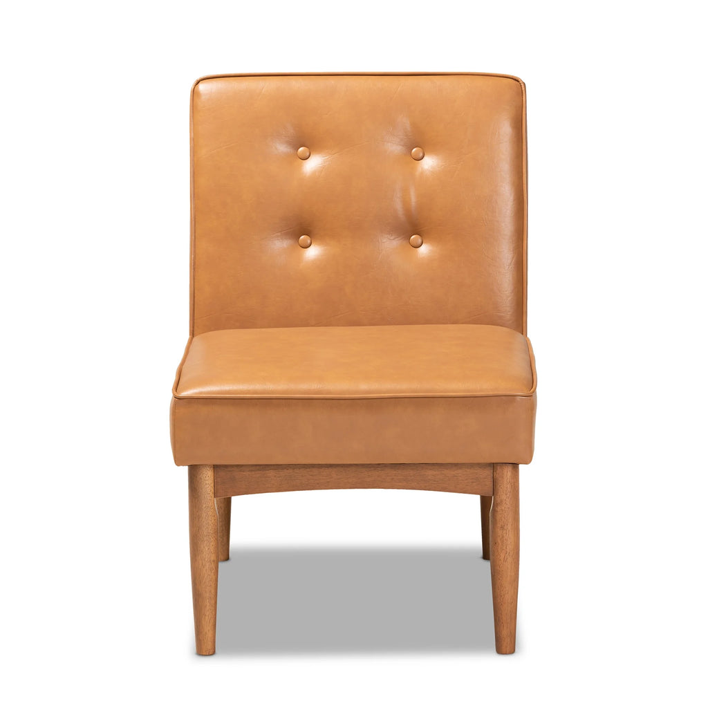 Tan Faux Leather Upholstered Wood Dining Chair B765735
