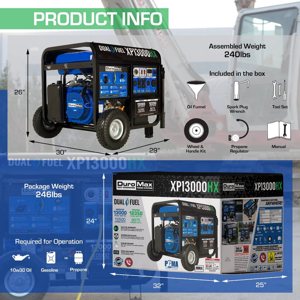 13,000 Watt Dual Fuel Portable Generator O1347