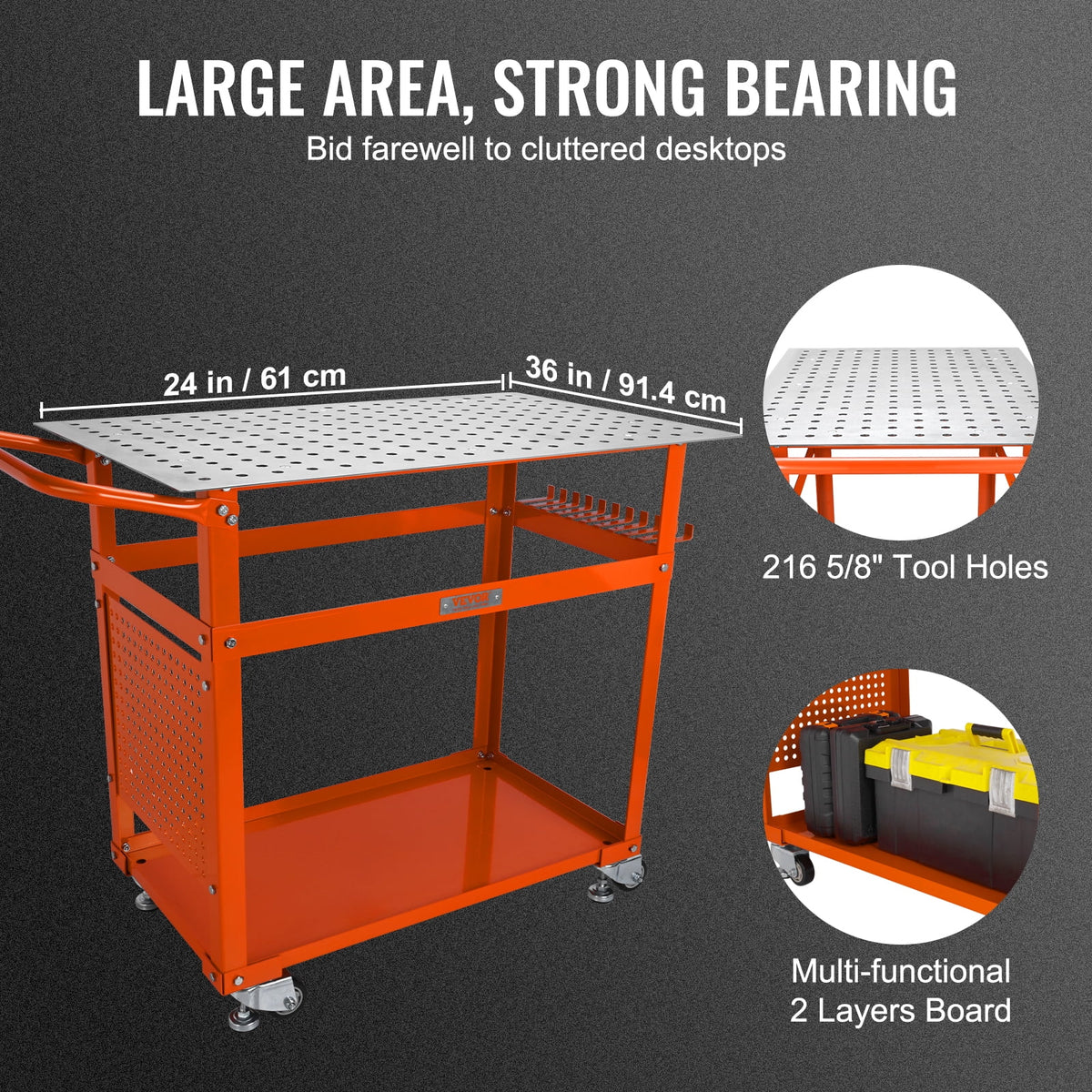 36 x 24 Welding Table with 5/8 Holes, 600lbs Load Capacity J232989